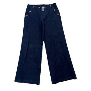 New G.I.L.I Women’s Dark Denim Wide Leg Jeans Preppy Coastal Boho 14 NWT